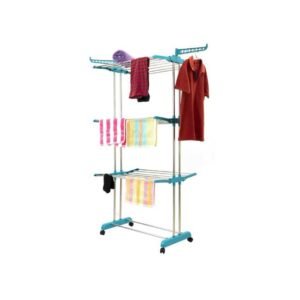 3-Layer Laundry Drying Rack, Foldable Dryer with Trays, Wheels