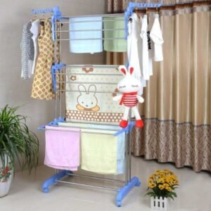 3-Layer Laundry Drying Rack, Foldable Dryer with Trays, Wheels