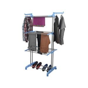 3-Layer Laundry Drying Rack, Foldable Dryer with Trays, Wheels