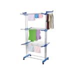 Blue and Silver Foldable Laundry Drying Rack.