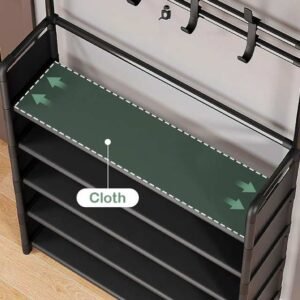 4-Tier Shoes Rack with Hooks, Modern Hat and Clothes Stand