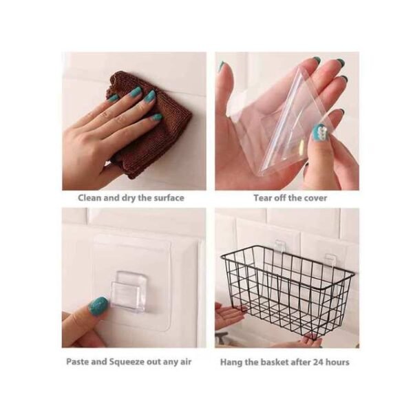 Easy Installation 6-Layer storage rack with adhesive hooks for quick setup on smooth walls.