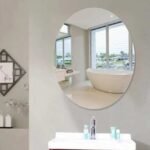 Oval adhesive mirror for home decor