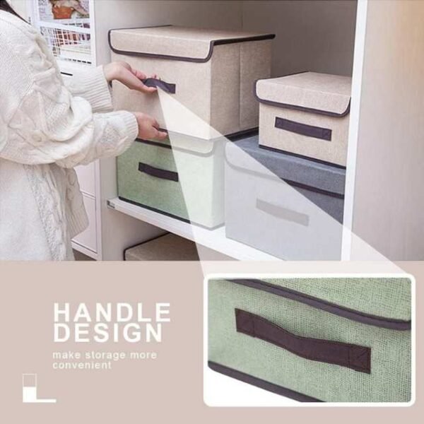 Collapsible storage bin with handle design for convenient storage and portability.