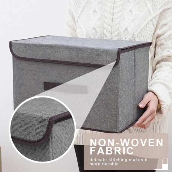 Collapsible storage bin with quality non-woven fabric and durable stitching.