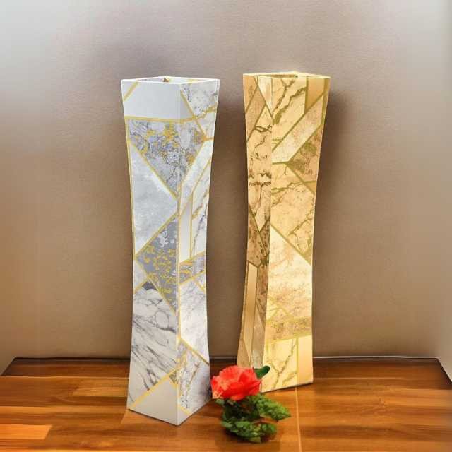 Decorative wooden vases as statement pieces with tall and large vase décor options, 57 cm high.