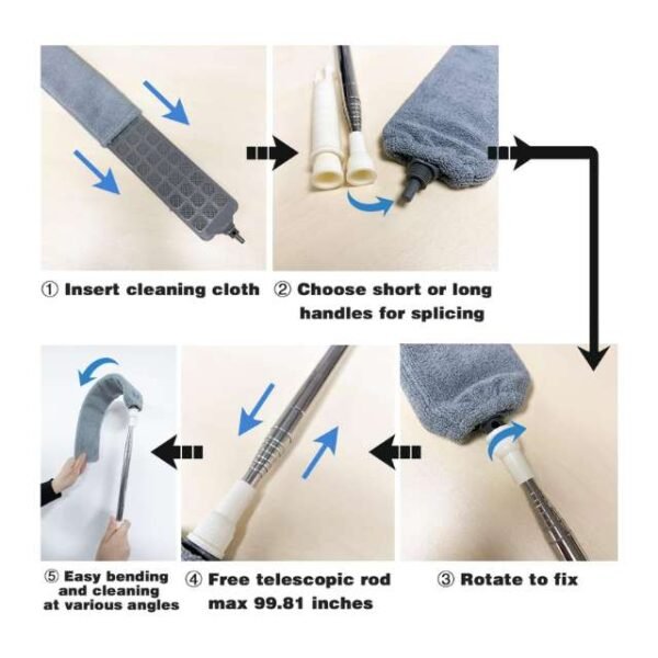 Gap duster brush with easy-to-use telescopic handle.