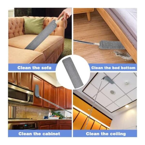 Gap duster brush for versatile cleaning of all spaces.