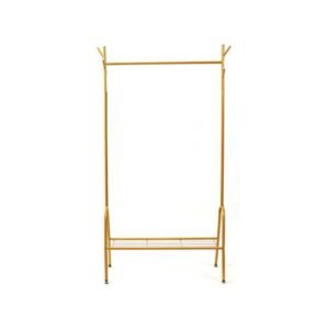 Golden Coat Rack, Clothes Stand with 8 Hooks and Shoes Shelf