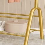 Durable gold coat rack with shoes stand.