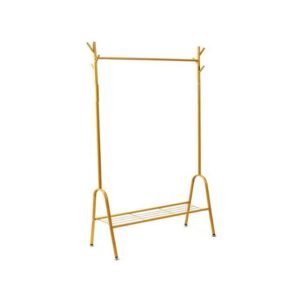 Golden Coat Rack, Clothes Stand with 8 Hooks and Shoes Shelf