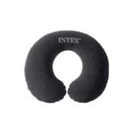 Intex Inflatable Travel Pillow in Black Velvet, Neck Pain Relief for Long Trips.