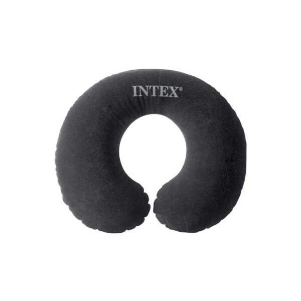 Intex Inflatable Travel Pillow in Black Velvet, Neck Pain Relief for Long Trips.