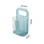 Dimensions of portable storage basket shown.