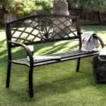 Comfortable Outdoor Seater Bench with Ventilated Slatted Seat.