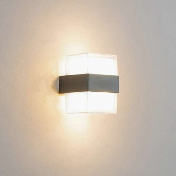 Angular wall light radiating warm light, waterproof lamp