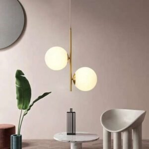 Modern Nordic Pendant Light Fixture with Two E27 Glass Globes