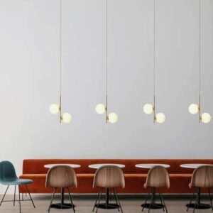 Modern Nordic Pendant Light Fixture with Two E27 Glass Globes