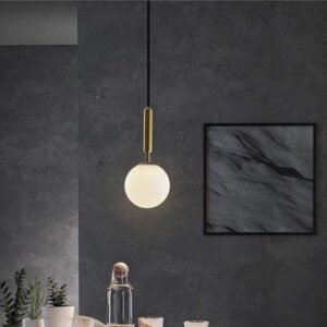 Nordic Pendant Light Fixture with Gold Finish and Glass Globe