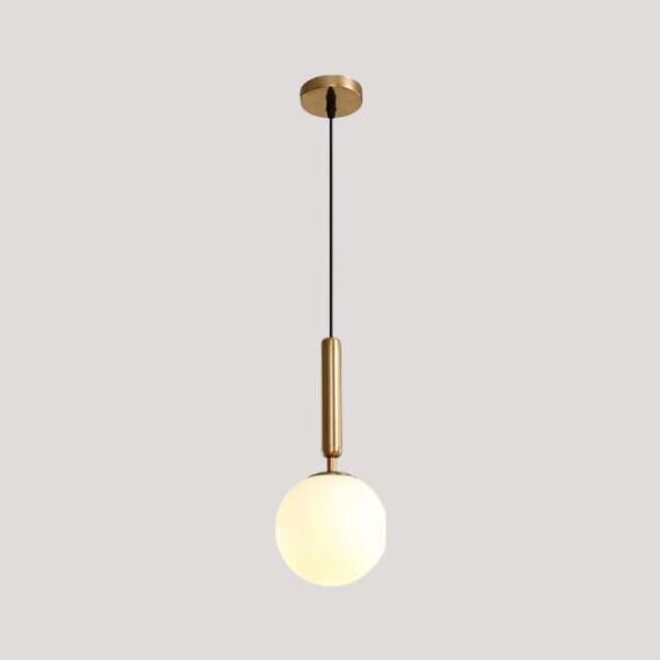 Nordic pendant light fixture on gray background showing modern design.