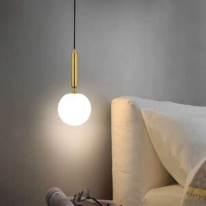 Nordic Pendant Light Fixture with Gold Finish and Glass Globe