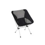 Black outdoor folding chair with aluminum legs.