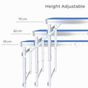 Picnic Table Set, Height-Adjustable Camping Table with 4 Chairs