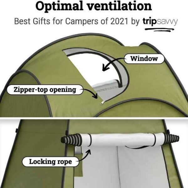 Pop-up shower tent optimal ventilation