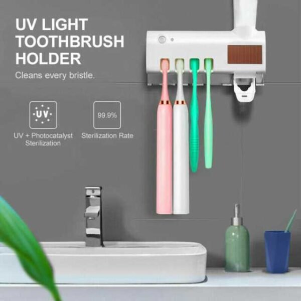 UV toothbrush sterilizer cleans up to 4 toothbrushes.