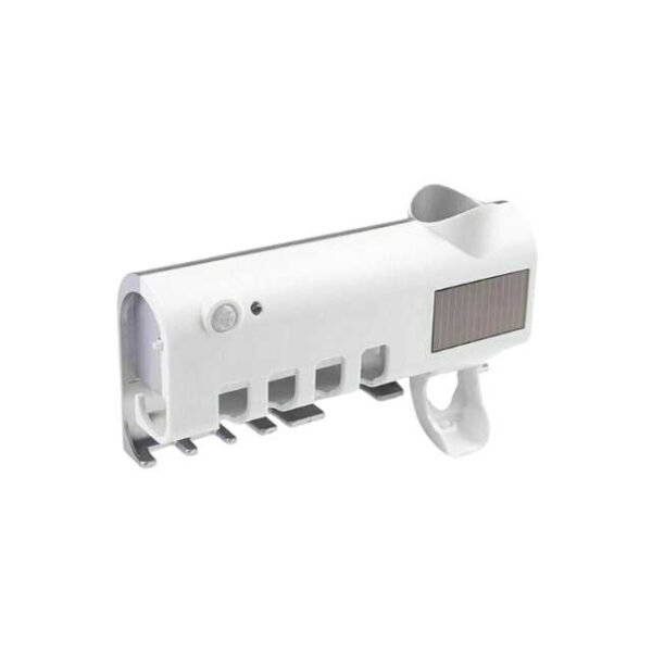 UV toothbrush sterilizer with motion sensor and solar panel.