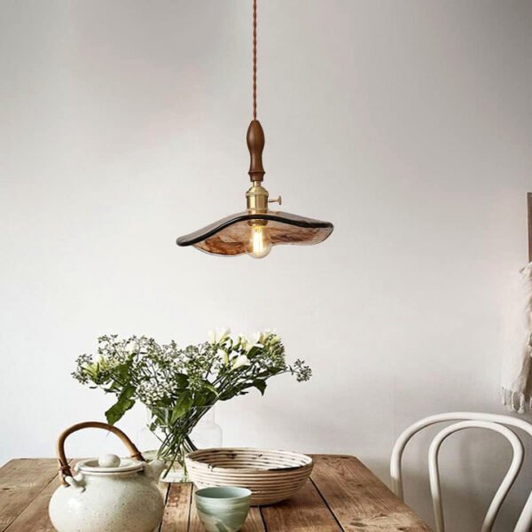 Vintage wall light hanging from kitchen ceiling with 26 x 16 cm measurements.