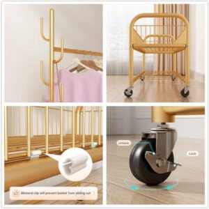 Golden Clothes Rack with Shoe Storage, Shelves & Side Hooks