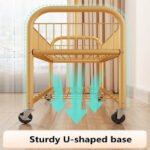 Golden clothes rack with 2 lower storage shelves in a U-shaped design.