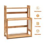 3-Tier bamboo spice rack with sturdy bamboo structure and ample storage capacity.