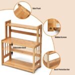 3-Tier bamboo spice rack with side plank, hidden screws, back protective bar, adjustable shelf.
