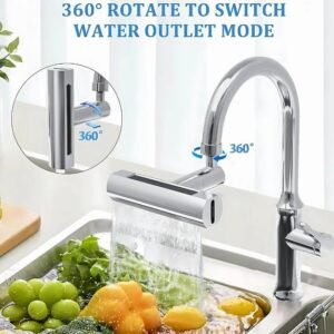 Rotatable Kitchen Faucet with 360° Spray Head, 4 Modes, Filter