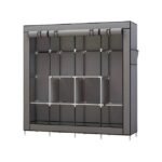 Large storage wardrobe with 6 shelves and 4 hanging sections for easy organization.