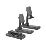 Foldable multifunctional power bank with height-adjustable stand for travel.