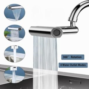 Rotatable Kitchen Faucet with 360° Spray Head, 4 Modes, Filter