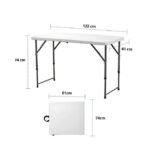 Compact folding study table dimensions, 120 x 60 x 53 cm.