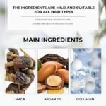 Key ingredients in Karseell hair conditioner including maca, argan oil, and collagen.