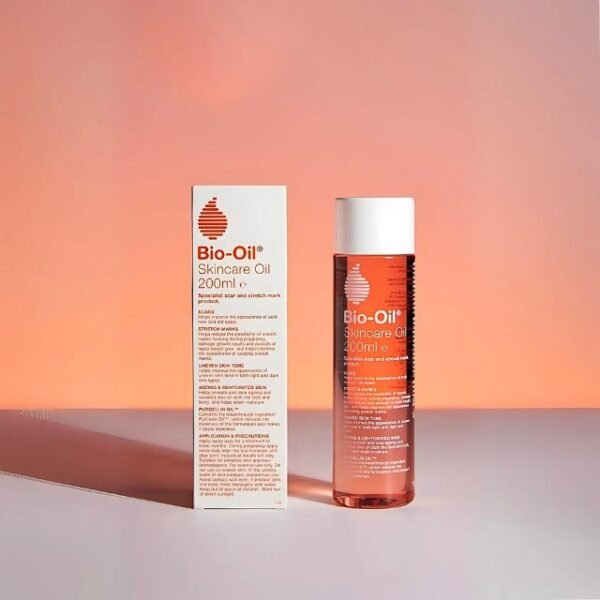 Bio-Oil skincare oil and package displayed for aging and dehydrated skin.