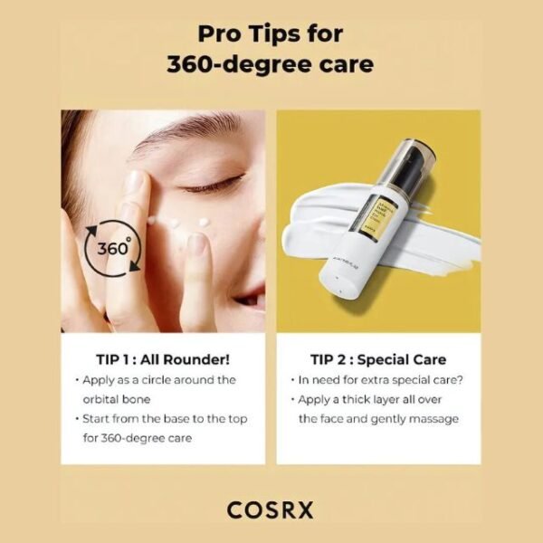 How to apply COSRX under eye cream for 360-degree care.