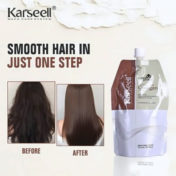 Before and after hair transformation with Karseell Hair Treatment Cream.