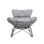 Rattan rocking egg chair showcasing detailed rattan weave and sturdy base, supports 120kg.