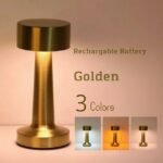 Rechargeable minimalist table lamp with 3 light settings and 1800mAh battery.