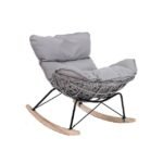 Sleek and modern rocking egg chair on white background, ideal for homes and patios.