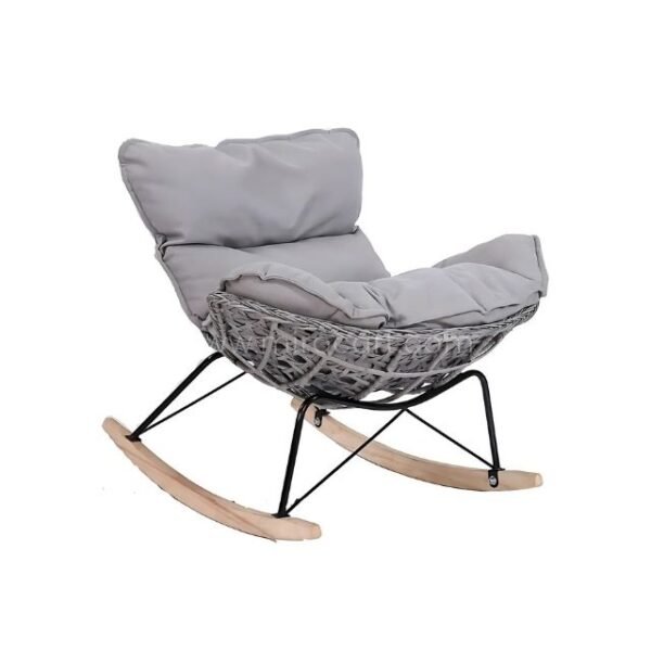 Sleek and modern rocking egg chair on white background, ideal for homes and patios.