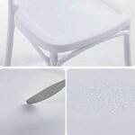 White minimalist Nordic dining chair with scratch and water resistance tested, showing durability and high quality