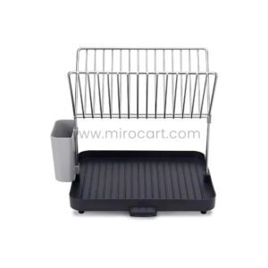 2-Tier Dish Drying Rack for Small Kitchens – Utensil Holder & Water Drain Included